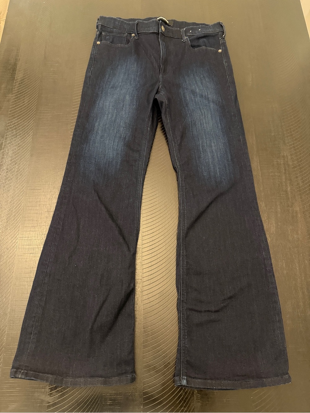Express Stretch Slim Flare High Rise Dark Blue Cotton Blend Jeans Size 14R